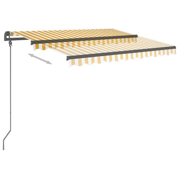vidaXL Toldo retr&aacute;til manual com postes 3,5x2,5 m amarelo e branco