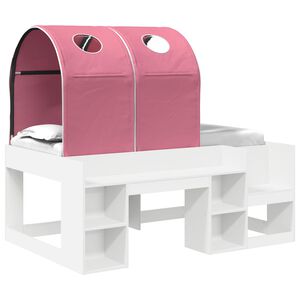 vidaXL Cama com T&uacute;nel 3 unid. Branco e Rosa Derivados de Madeira