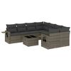 vidaXL 9 pcs conjunto sof&aacute;s p/ jardim com almofad&otilde;es vime PE cinzento