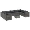 vidaXL 10 pcs conjunto lounge de jardim c/ almofad&otilde;es vime PE cinzento