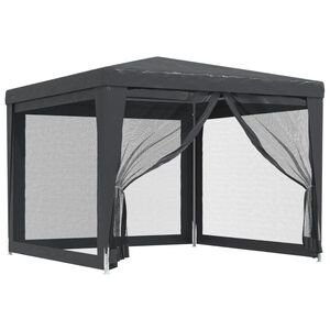 vidaXL Tenda festas c/ 4 paredes laterais em rede 3x3 m PEAD antracite