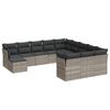 vidaXL 12 pcs conj. sof&aacute;s jardim com almofad&otilde;es vime PE cinzento-claro