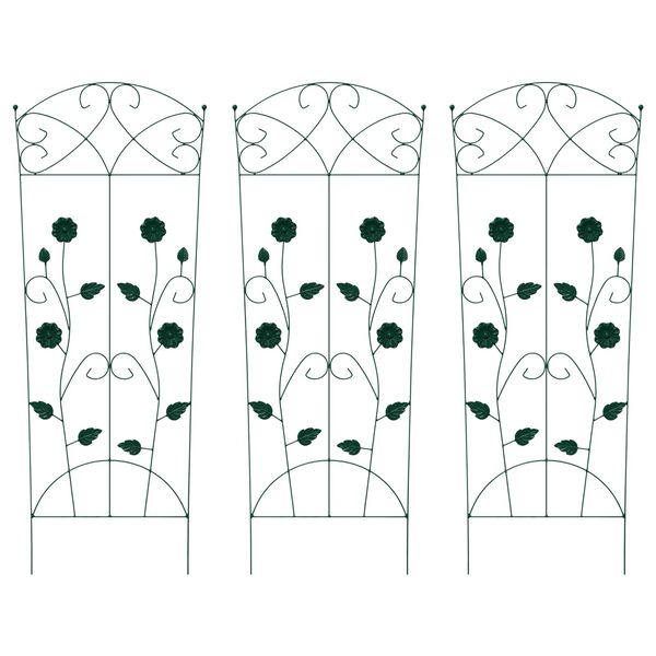 vidaXL Cerca para Jardim 3 pcs Verde 112 x 40 cm A&ccedil;o