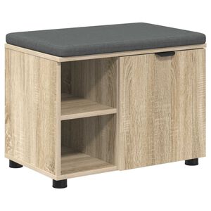 vidaXL Banco de Hall com almofada Carvalho Sonoma 60 x 38 x 46 cm