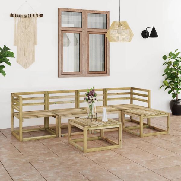 vidaXL 6 pcs conjunto lounge de jardim pinho impregnado verde