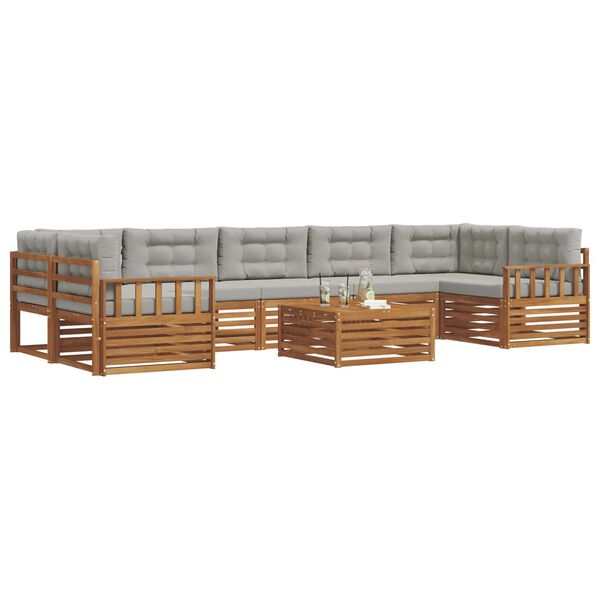 vidaXL Conjunto de Sof&aacute;s para Exterior 8 pcs Cinza Natural e Claro