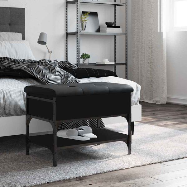 vidaXL Banco sapateira 62x42x45 cm derivados de madeira preto