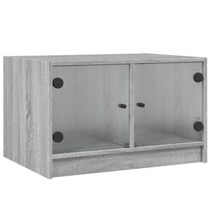 vidaXL Mesa de centro c/ portas de vidro 68x50x42 cm cinza sonoma