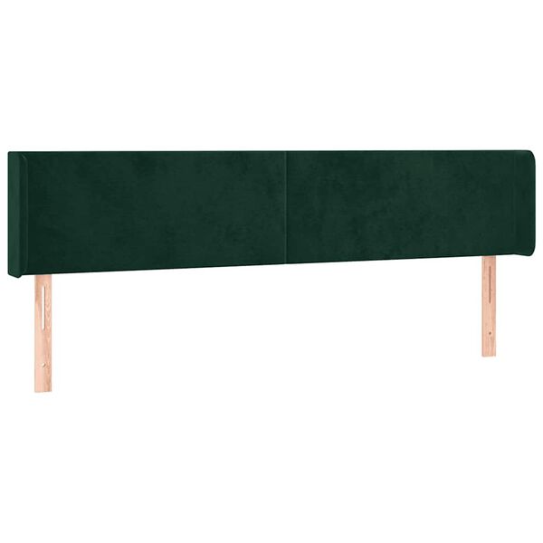 vidaXL Cabeceira de cama c/ abas veludo 183x16x78/88cm verde-escuro