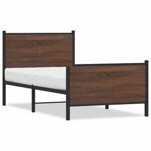 vidaXL Estrutura de cama sem colch&atilde;o 90x200 cm metal carvalho castanho