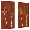 vidaXL Decora&ccedil;&otilde;es p/ muro de jardim 2 pcs a&ccedil;o corten design flores