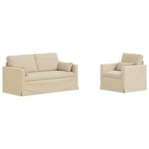 vidaXL Conjunto de Sof&aacute;s 2 unid. Creme tecido