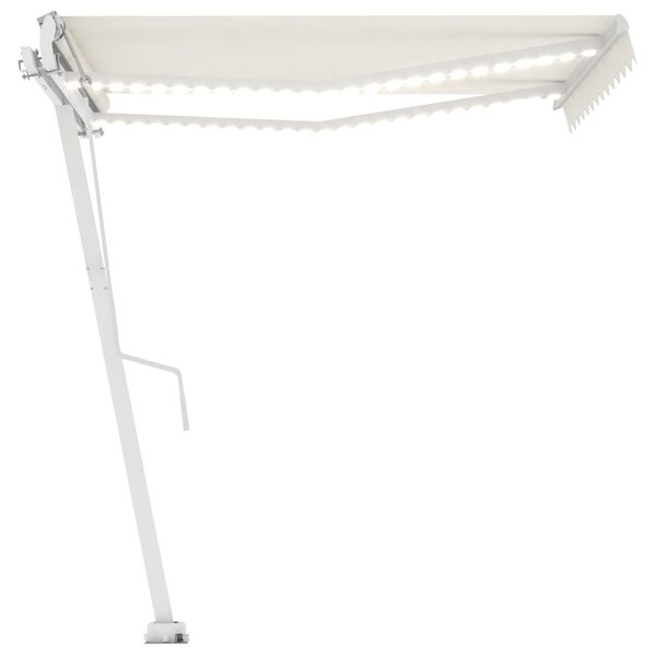 vidaXL Toldo autom&aacute;tico com LED e sensor de vento 350x250 cm cor creme