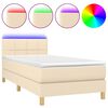 vidaXL Cama box spring c/ colch&atilde;o e LED 80x200 cm tecido cor creme