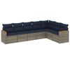 vidaXL Conjunto de sof&aacute; de jardim com 7 pe&ccedil;as e almofadas em rattan sint&eacute;tico cinza