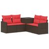 vidaXL Conjunto de Sof&aacute;s 5 unid. Marrom e Vermelho