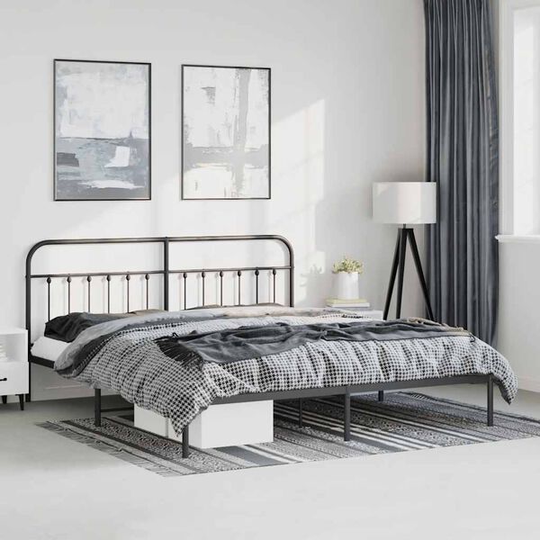 vidaXL Estrutura de cama com cabeceira 183x213 cm metal preto