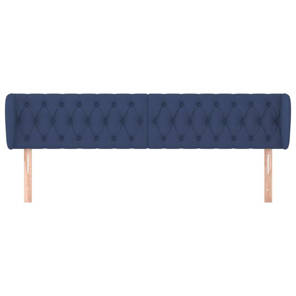 vidaXL Cabeceira de cama c/ abas tecido 203x23x78/88 cm azul