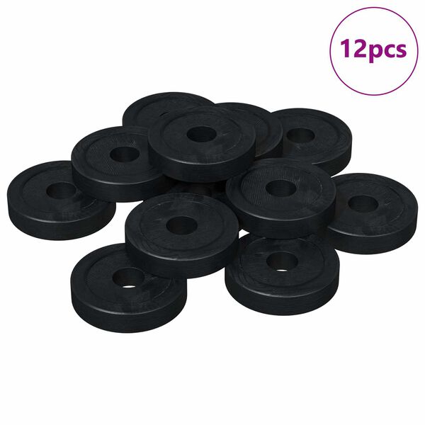 vidaXL compat&iacute;vel com Arruela Plana 12 pcs Preto &empty;15 x 3 mm