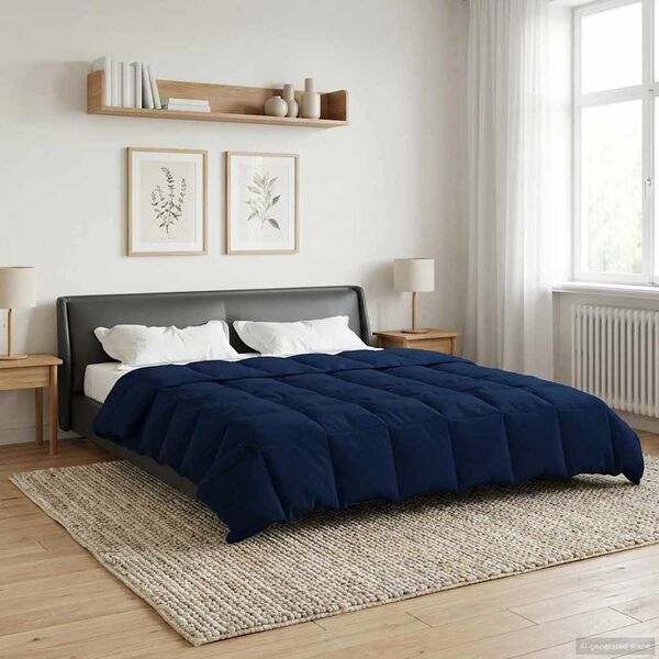 vidaXL Edredom de Ver&atilde;o Simples Azul Escuro 220 x 240 cm Microfibra