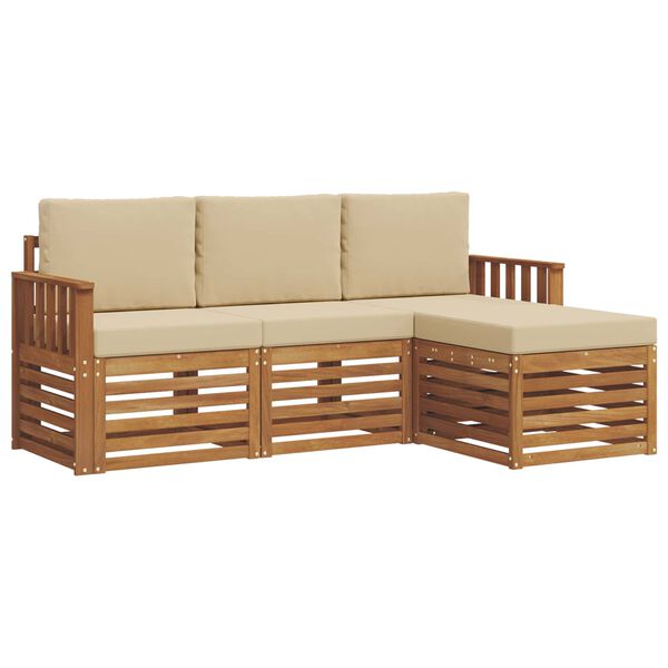 vidaXL Conjunto de Sof&aacute;s para Exterior 4 pcs Natural e Bege