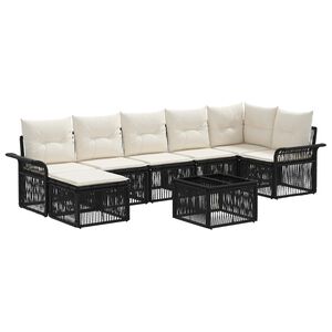 vidaXL Conjunto de Sof&aacute; de Jardim 8 pcs Preto vime PE