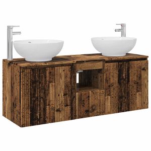 vidaXL Conjunto de Arm&aacute;rios para Banheiro 3 unid. Madeira antiga