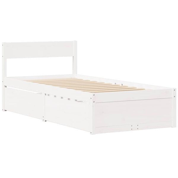 vidaXL Cama sem colch&atilde;o 100x200 cm madeira de pinho maci&ccedil;a branco