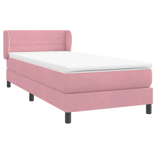 vidaXL Cama com molas/colch&atilde;o rosa 90x210 cm veludo