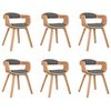 vidaXL Cadeira de jantar 6 pcs madeira curvada e tecido cinzento-claro
