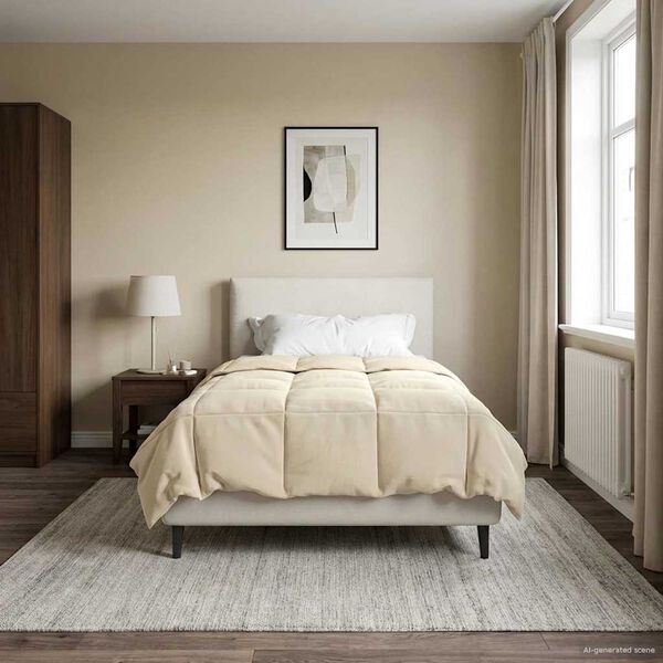 vidaXL Duvet de Ano Inteiro Colchonete Creme 135 x 200 cm Microfibra