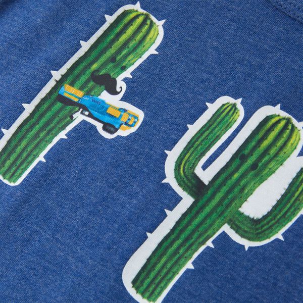 T-shirt de manga cava crian&ccedil;a azul-escuro mesclado 104