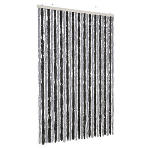 vidaXL Cortina anti-insetos 118x220 cm chenille cinzento e preto