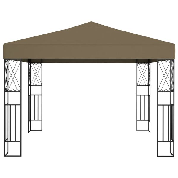 vidaXL Gazebo 3x3 m tecido cinzento-acastanhado