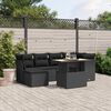 vidaXL 7 pcs conjunto de sof&aacute;s p/ jardim c/ almofad&otilde;es vime PE preto