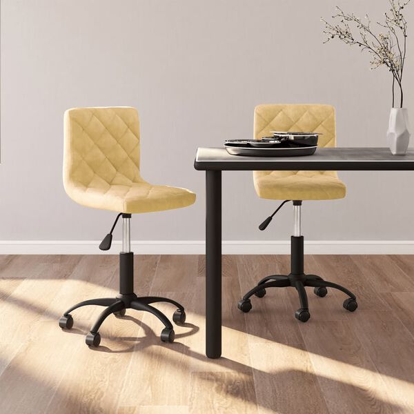 vidaXL Cadeiras de jantar girat&oacute;rias 2 pcs veludo cor creme