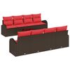 vidaXL Conjunto de Sof&aacute;s 9 pcs Marrom e Vermelho Poli&eacute;ster