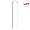 vidaXL Estacas de ch&atilde;o em forma de U 50 pcs 15x3,5 cm a&ccedil;o galvanizado