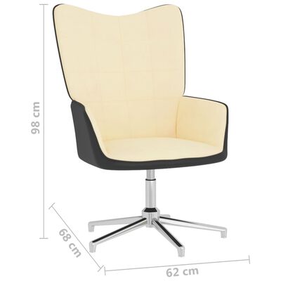 vidaXL Cadeira de descanso com banco PVC e veludo branco nata