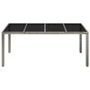 vidaXL Mesa de jardim com tampo de vidro 190x90x75 cm vime PE cinza