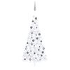 vidaXL Meia &aacute;rvore Natal artificial pr&eacute;-iluminada c/ bolas branco