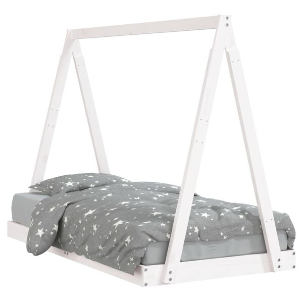 vidaXL Estrutura de cama infantil 80x160 cm pinho maciço branco