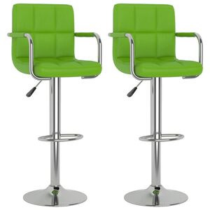 vidaXL Bancos de bar 2 pcs couro artificial verde