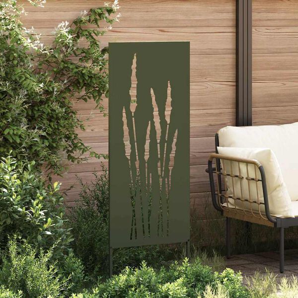 vidaXL Tela de Privacidade para Jardim Floral Verde-oliva 50 x 140 cm