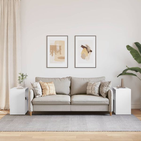 vidaXL Mesas de apoio 2 pcs 50x30x50 cm derivados de madeira branco