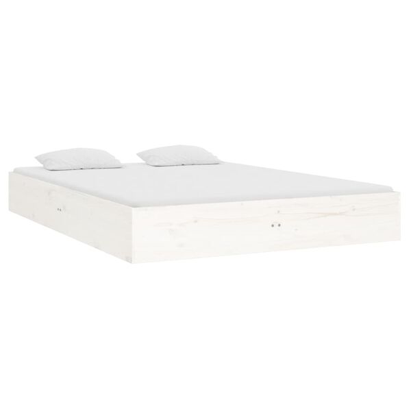 vidaXL Estrutura cama pequena casal 120x190 cm pinho maciço branco