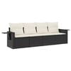 vidaXL 4 pcs conjunto de sof&aacute;s para jardim c/ almofad&otilde;es vime PE preto