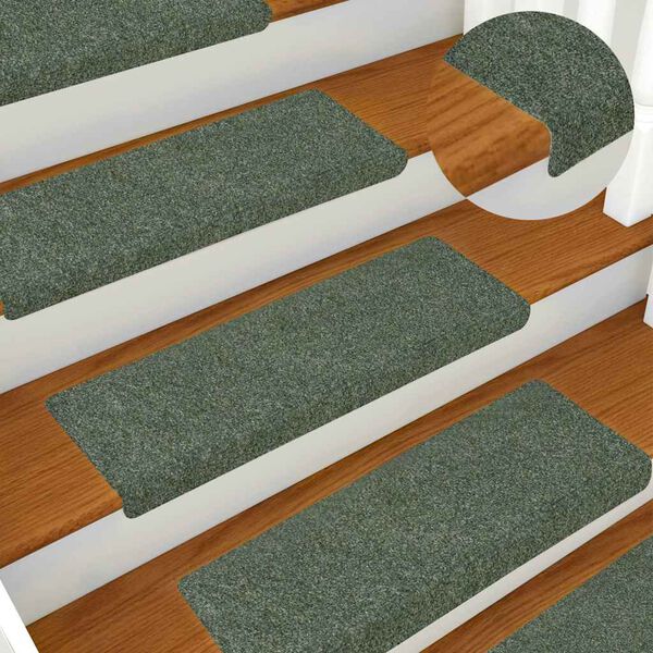 vidaXL Tapetes de escada autoadesivos 30 pe&ccedil;as 65x21x4 cm verde com borda retangular