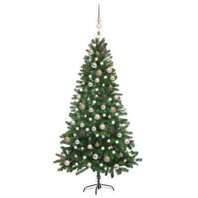 vidaXL Árvore Natal artificial pré-iluminada c/ bolas 150 cm verde