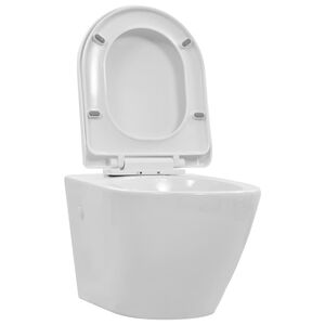 vidaXL Sanita de pendurar na parede sem rebordo cer&acirc;mica branco